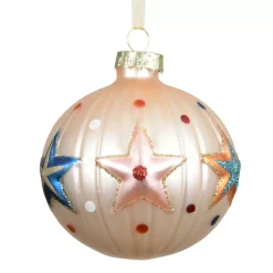 Set di 3 palline di Natale in vetro (D80 mm) Circo stellato Perla