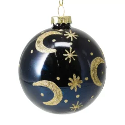 Set di 12 palline di Natale in vetro (D80 mm) Luna Blu notte e dorato