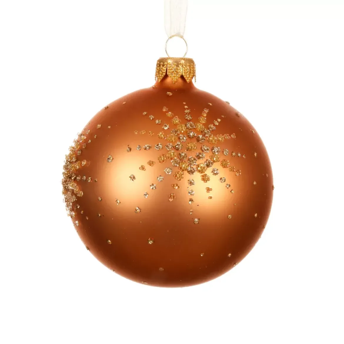 Set di 6 palline di Natale in vetro (D80 mm) Diamond star Cognac