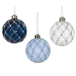 Set di 12 palline di Natale in vetro (D80 mm) Majestic Blu e trasparente