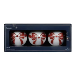 Set di 3 Palline di Natale in vetro (D80 mm) Scarlette Bianco e Rosso