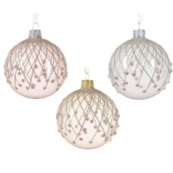 Set di 6 palline di Natale in vetro (D80 mm) Vintage Rosa e perla