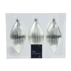 Set di 3 palline di Natale in vetro (D60 mm) Goccia preziosa Argento
