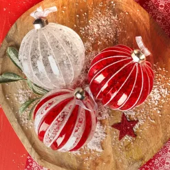 Set di 12 palline di Natale in vetro (D100 mm) Glitter Argento e rosso