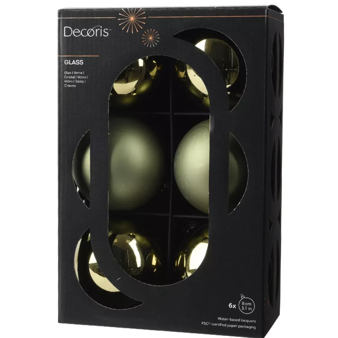 Set di 6 palline di Natale in vetro (D80 mm) Boreale Verde rosmarino