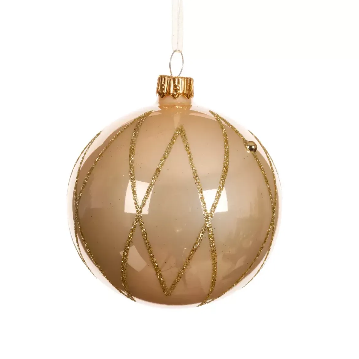 Set di 6 palline di Natale in vetro (D80 mm) Prestige Perla