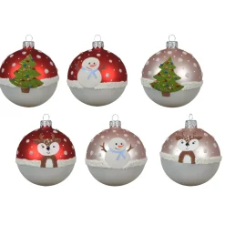 Set di 6 palline di Natale in vetro (D80 mm) Fantasia Nevosa Multicolore