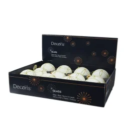 Set di 12 palline di Natale in vetro (D80 mm) Paris glitterato Bianco lana