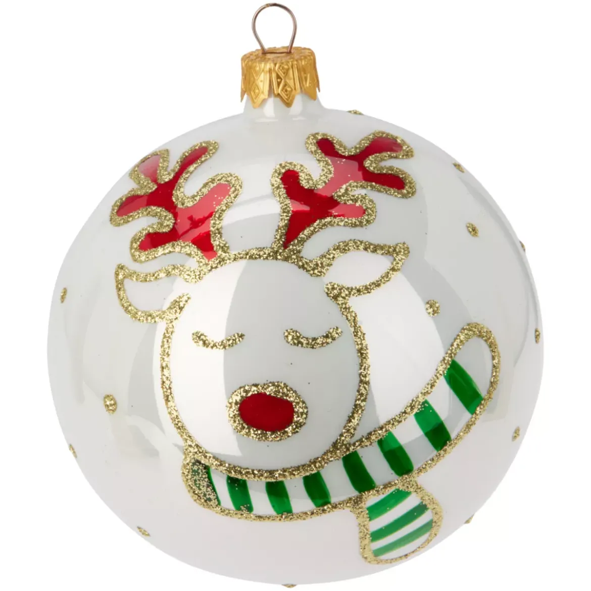 Set di 6 palline di Natale in vetro (D100 mm) Tenerezze Bianco perlato