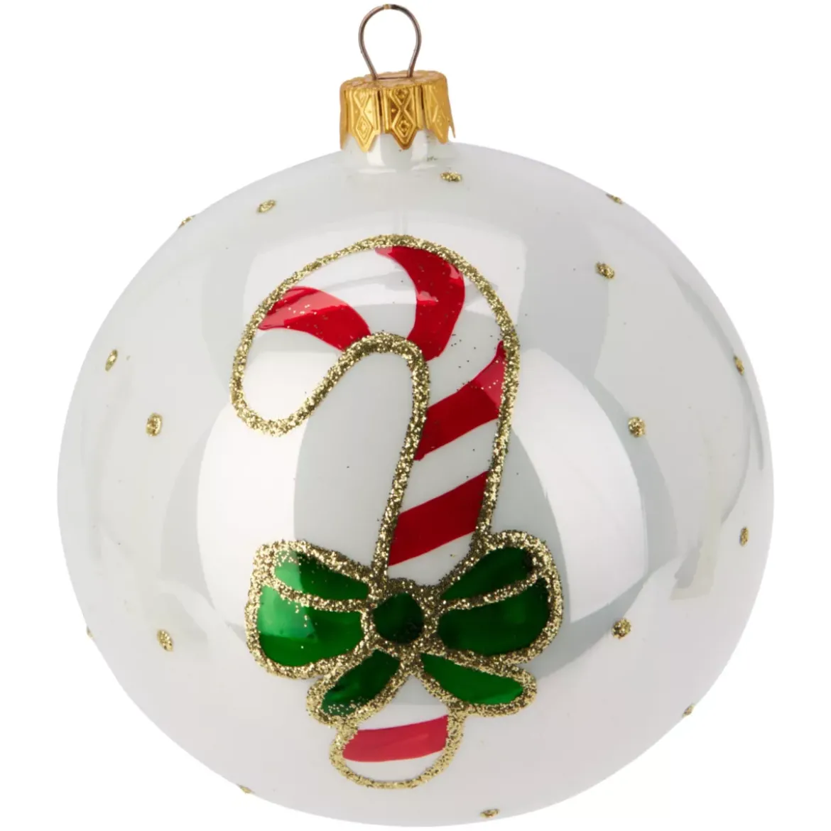 Set di 6 palline di Natale in vetro (D100 mm) Tenerezze Bianco perlato