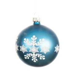 Set di 6 palline di Natale in vetro (D80 mm) Fiocco di neve Blu brillante