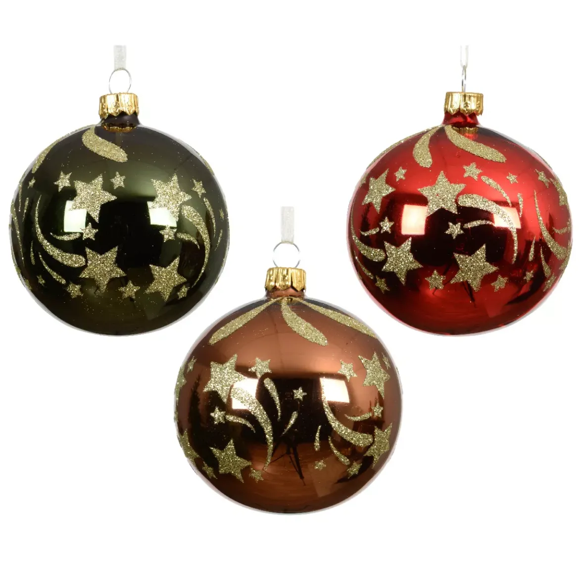 Set di 6 palline di Natale in vetro (D80 mm) Stelle Cadenti Multicolore