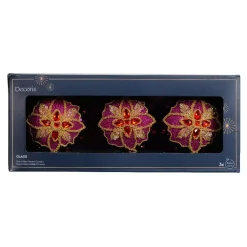 Set di 3 Palline di Natale in vetro (D80 mm) Dahlia Rosso