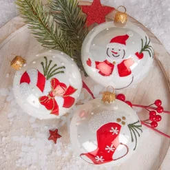 Set di 12 palline di Natale in vetro (D80 mm) Natale Tradizionale Bianco perlato
