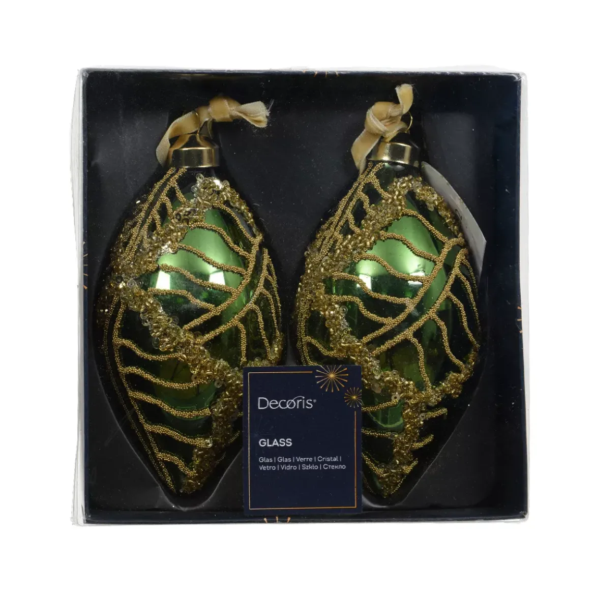 Set di 2 palline di Natale in vetro (D60 mm) Jazzy Verde abete