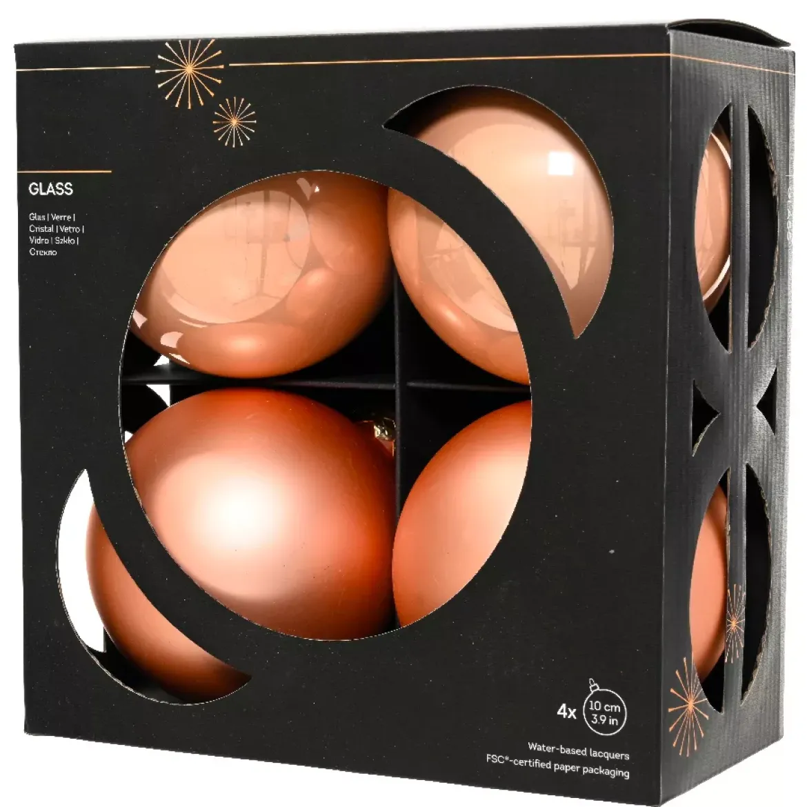 Set di 4 palline di Natale in vetro (D100 mm) Boreale Pesca