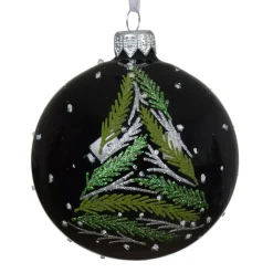 Set di 6 palline di Natale in vetro (D80 mm) Ramoscelli di albero Nero