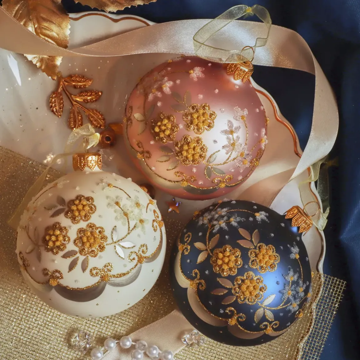 Set di 6 palline di Natale in vetro (D80 mm) Rococo Multicolore