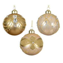 Set di 12 palline di Natale in vetro (D80 mm) Altesse Oro e perla