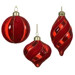 Set di 12 palline di Natale in vetro (D80 mm) Velluto chic Rosso