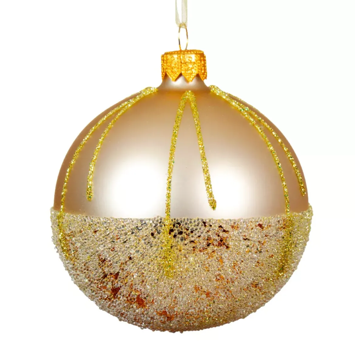 Set di 6 palline di Natale in vetro (D80 mm) Ballotine Perla