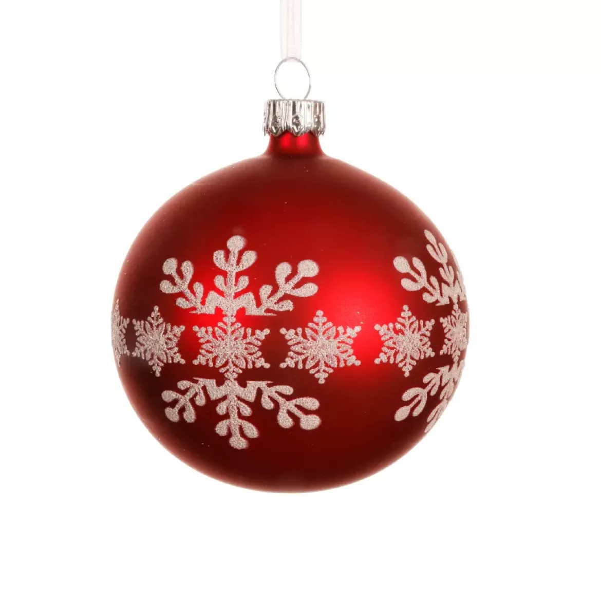 Set di 6 palline di Natale in vetro (D80 mm) Fiocco di neve Rosso
