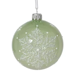 Set di 6 palline di Natale in vetro (D80 mm) Fiocco di neve fatato Verde