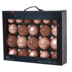 Set di 21 palline di Natale in vetro assortite Cristallo Rosa cipria