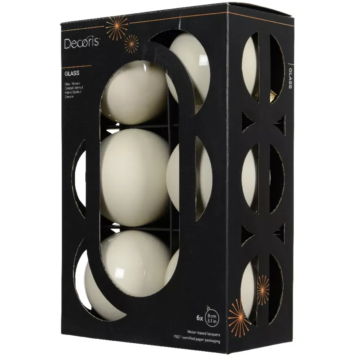 Set di 6 Palline di Natale in vetro (D80 mm) Boreale Bianco lana