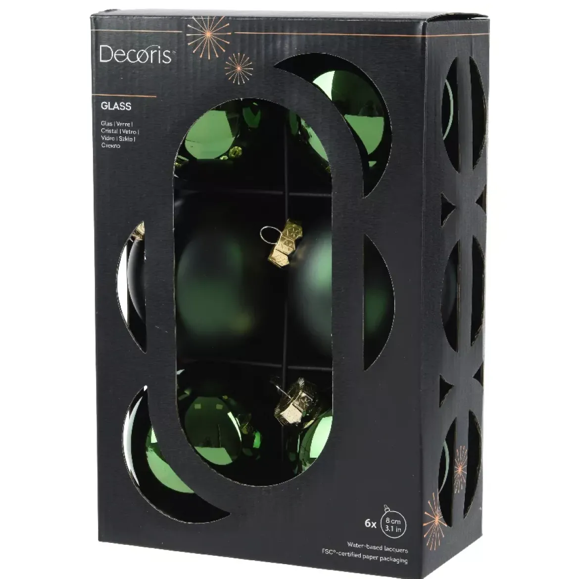 Set di 6 palline di Natale in vetro (D80 mm) Boreale Verde abete