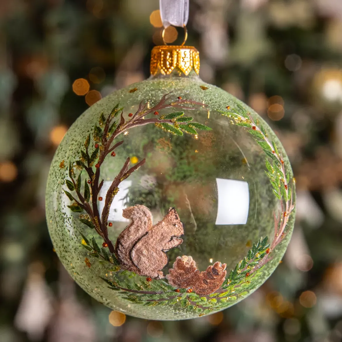 Set di 6 palline di Natale in vetro (D80 mm) Scoiattolo selvaggio Trasparente