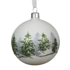 Set di 6 palline di Natale in vetro (D80 mm) Foresta di abeti Bianco
