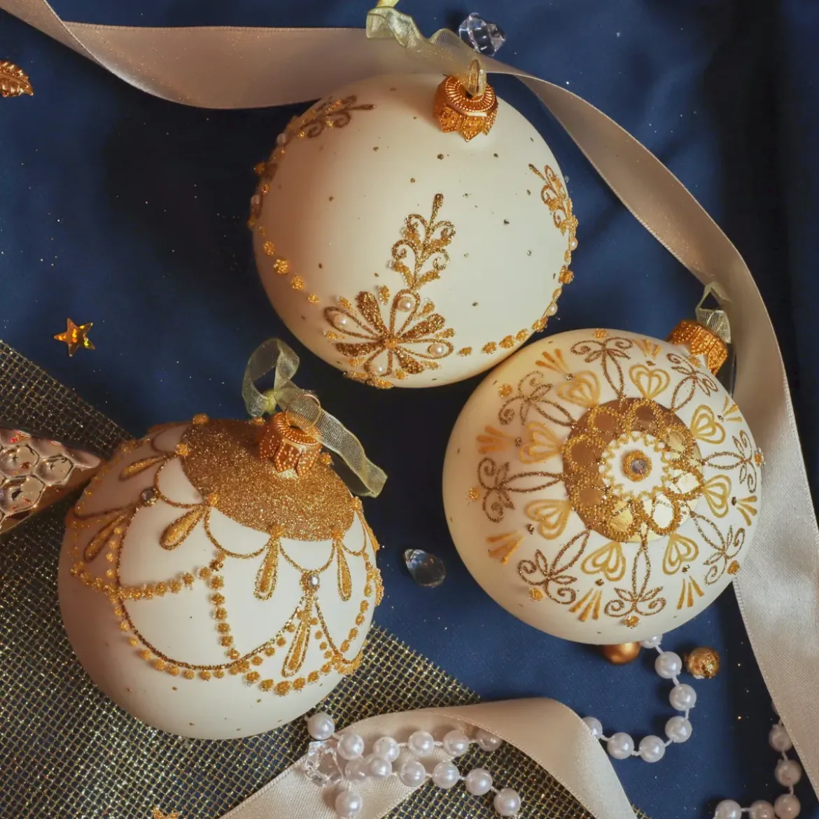 Set di 6 palline di Natale in vetro (D80 mm) Versailles Bianco lana
