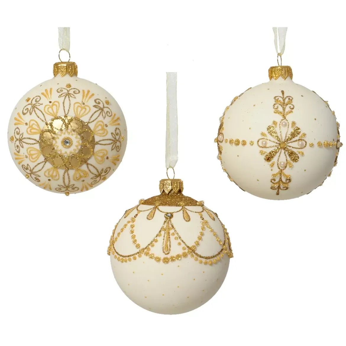 Set di 6 palline di Natale in vetro (D80 mm) Versailles Bianco lana