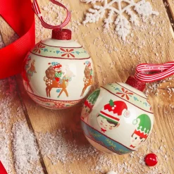 Set di 12 palline di Natale in vetro (D80 mm) Elfi e renne Multicolore