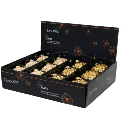 Set di 12 palline di Natale in vetro (D80 mm) Perla di Venezia Oro e perla
