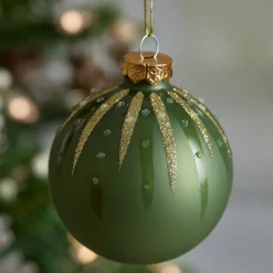 Set di 12 palline di Natale in vetro (D80 mm) Shine Glam Cognac e Verde