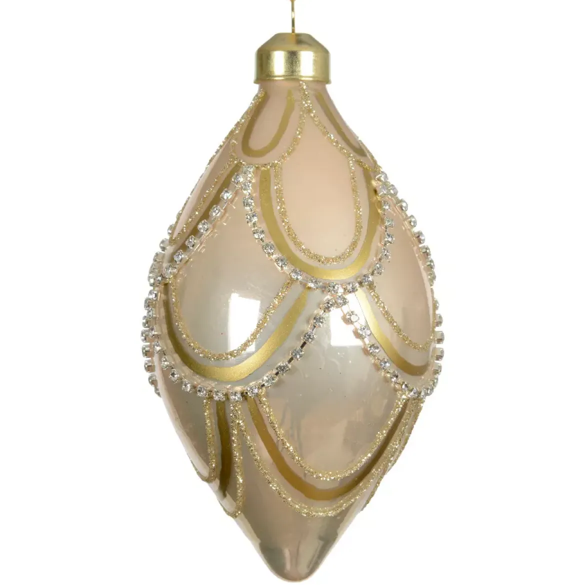 Set di 2 palline di Natale in vetro (D60 mm) Eleganza Gatsby Beige