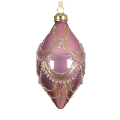 Set di 2 palline di Natale in vetro (D60 mm) Eleganza Gatsby Rosa