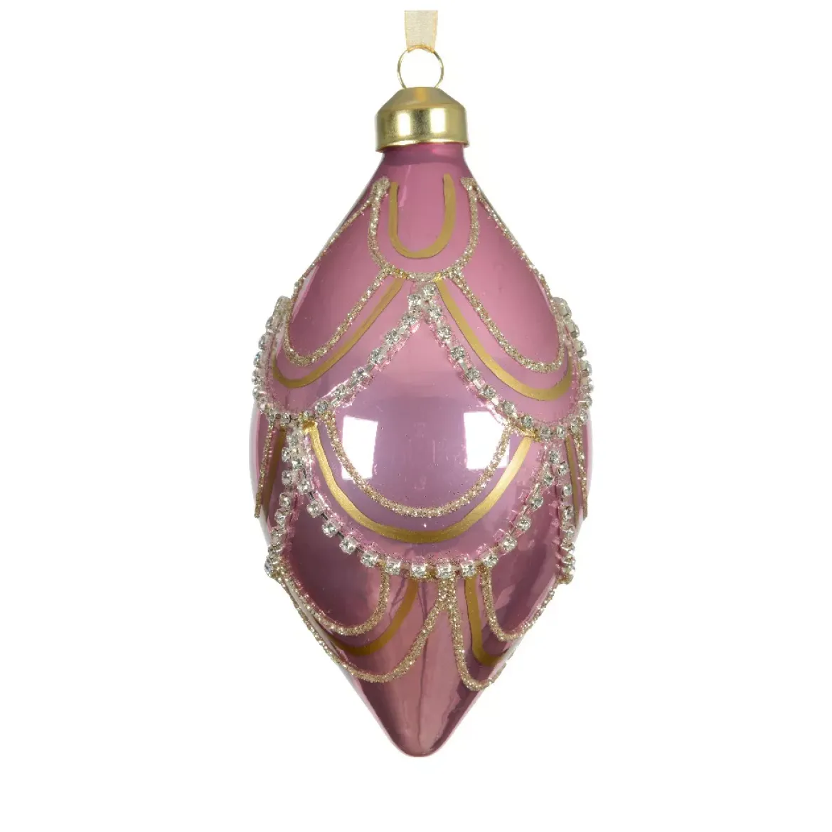 Set di 2 palline di Natale in vetro (D60 mm) Eleganza Gatsby Rosa