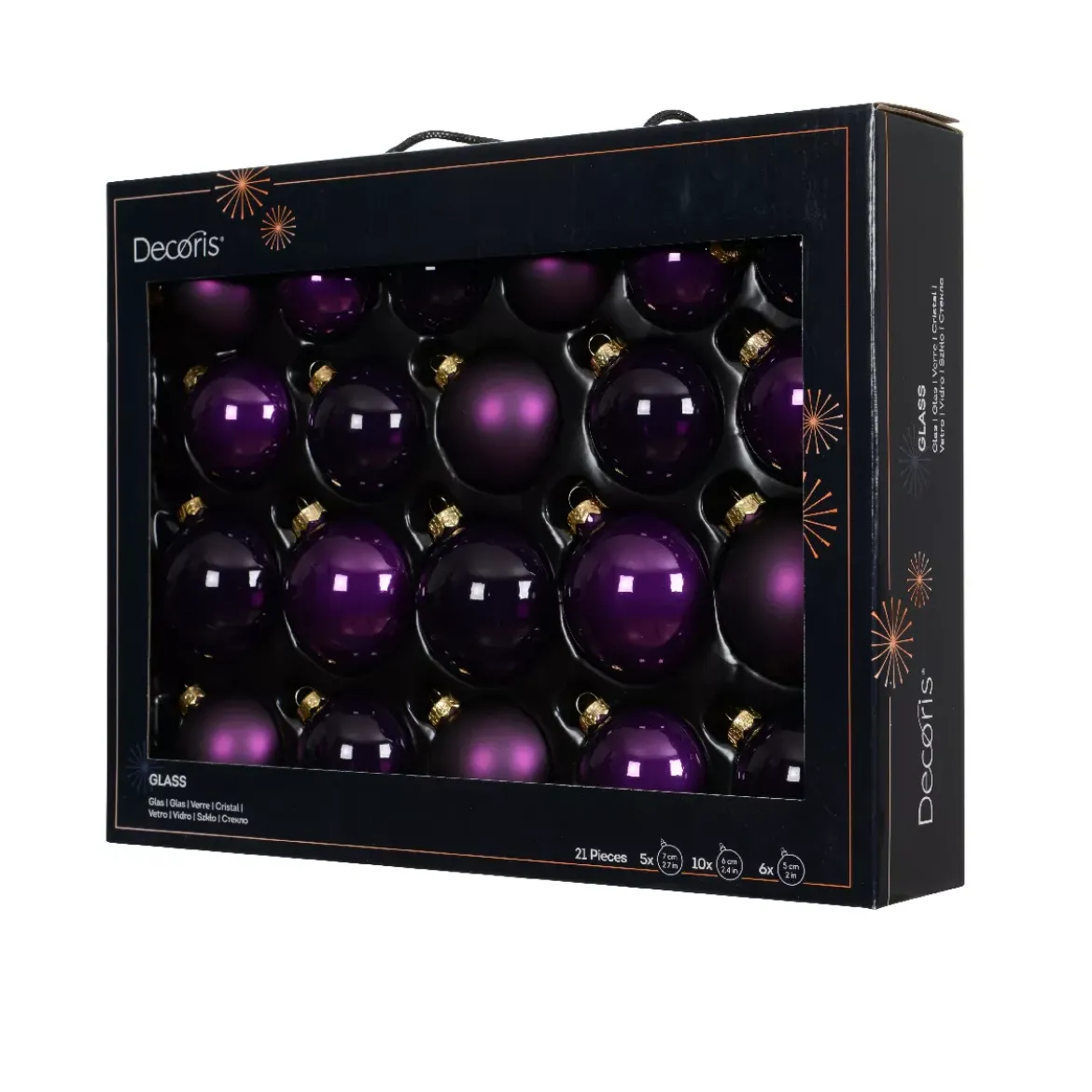 Set di 21 palline di Natale in vetro (D60 a 75 mm) Assortite Cristallo Fico