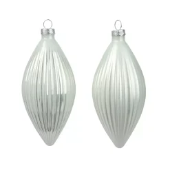 Set di 3 palline di Natale in vetro (D60 mm) Goccia preziosa Bianco