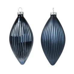 Set di 3 palline di Natale in vetro (D60 mm) Goccia preziosa Blu notte