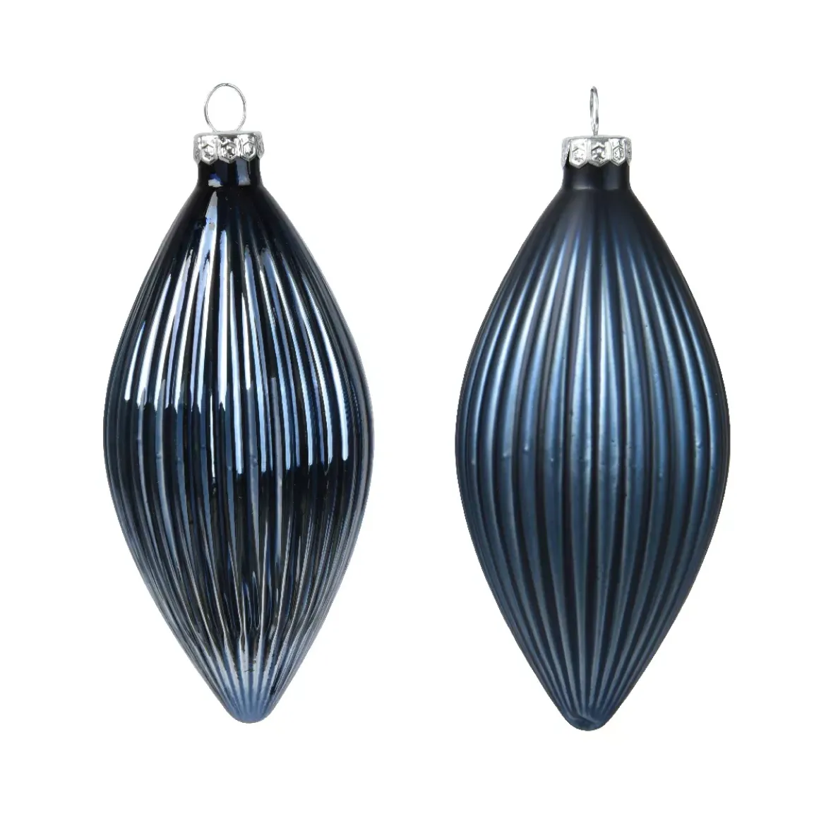 Set di 3 palline di Natale in vetro (D60 mm) Goccia preziosa Blu notte