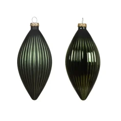 Set di 3 palline di Natale in vetro (D60 mm) Goccia Preziosa Verde Abete