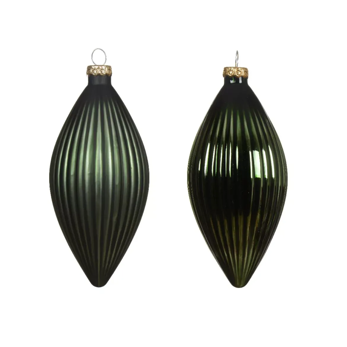 Set di 3 palline di Natale in vetro (D60 mm) Goccia Preziosa Verde Abete