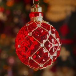 Set di 3 palline di Natale in vetro (D80 mm) Carrat Rosso