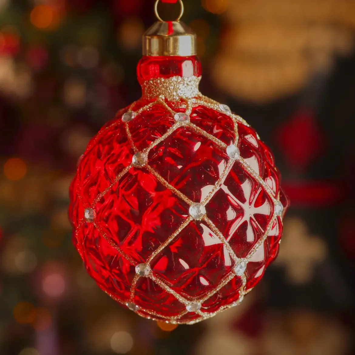 Set di 3 palline di Natale in vetro (D80 mm) Carrat Rosso