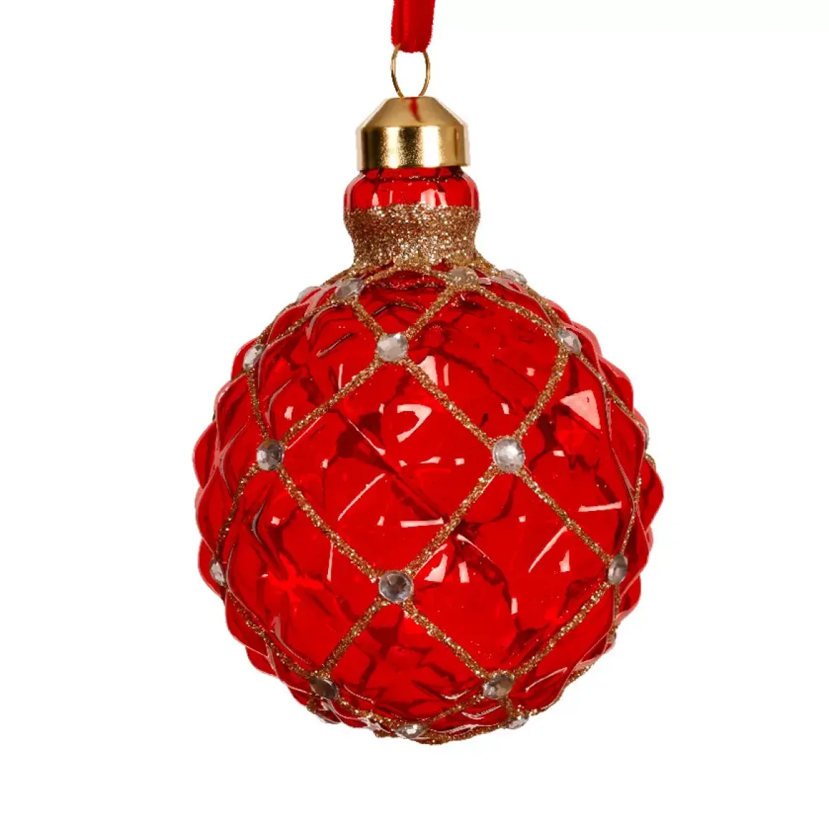 Set di 3 palline di Natale in vetro (D80 mm) Carrat Rosso