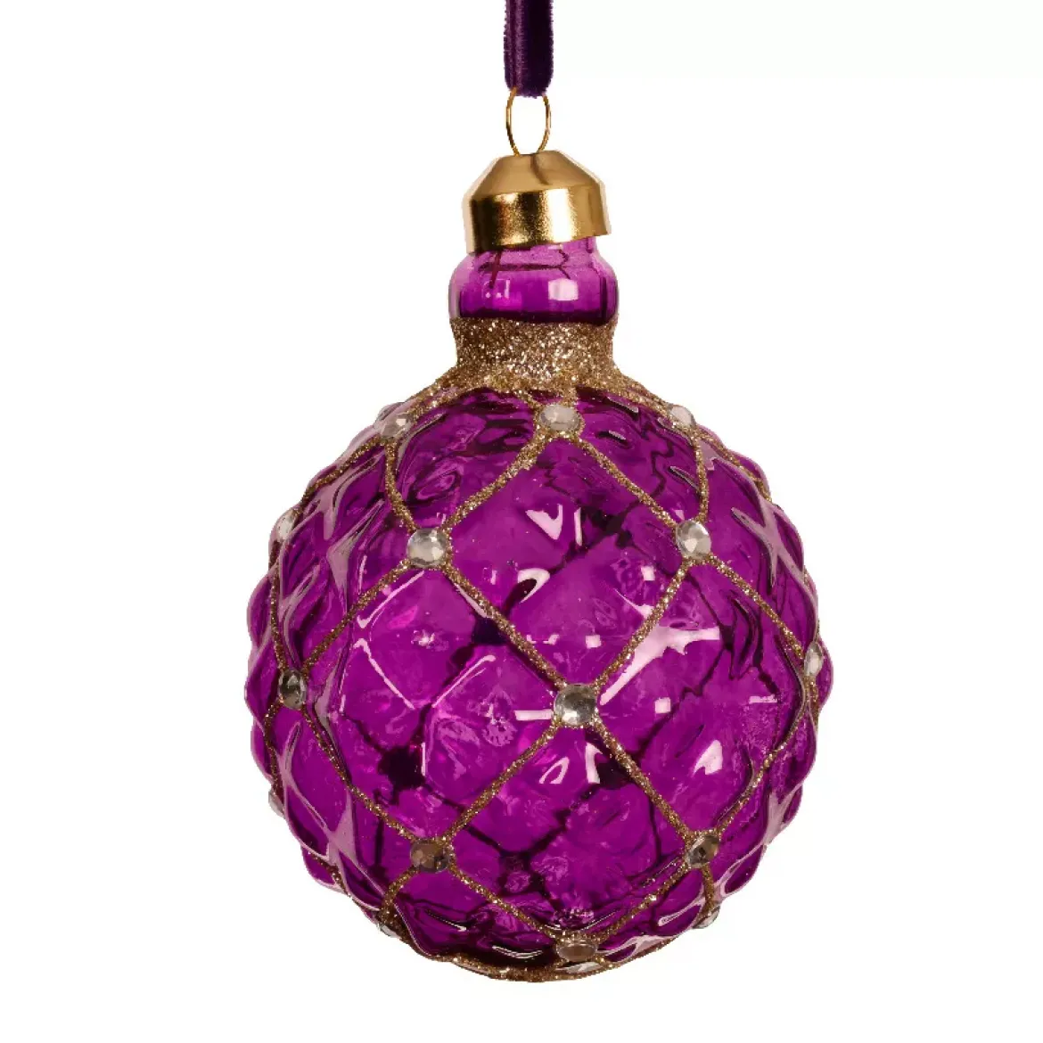 Set di 3 palline di Natale in vetro (D80 mm) Carrat Viola